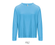 T-shirt met lange mouwen van halfgekamd katoen met ronde hals kleur cyaan blauw