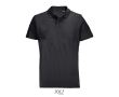 Unisex polo van 100% gekamd katoen met geribbelde kraag en 2 knoopjes kleur zwart