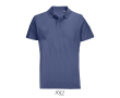 Unisex polo van 100% gekamd katoen met geribbelde kraag en 2 knoopjes kleur jeans blauw