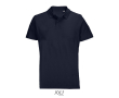 Unisex polo van 100% gekamd katoen met geribbelde kraag en 2 knoopjes kleur marineblauw