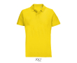 Unisex polo van 100% gekamd katoen met geribbelde kraag en 2 knoopjes kleur goud