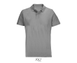 Unisex polo van 100% gekamd katoen met geribbelde kraag en 2 knoopjes kleur lichtgrijs