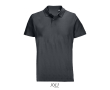 Unisex polo van 100% gekamd katoen met geribbelde kraag en 2 knoopjes kleur donkergrijs