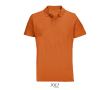 Unisex polo van 100% gekamd katoen met geribbelde kraag en 2 knoopjes kleur oranje