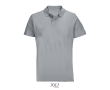 Unisex polo van 100% gekamd katoen met geribbelde kraag en 2 knoopjes kleur grijs