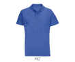 Unisex polo van 100% gekamd katoen met geribbelde kraag en 2 knoopjes kleur koningsblauw