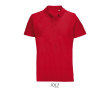 Unisex polo van 100% gekamd katoen met geribbelde kraag en 2 knoopjes kleur rood