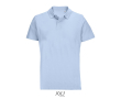 Unisex polo van 100% gekamd katoen met geribbelde kraag en 2 knoopjes kleur pastel blauw