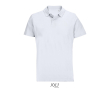Unisex polo van 100% gekamd katoen met geribbelde kraag en 2 knoopjes kleur wit