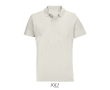 Unisex polo van 100% gekamd katoen met geribbelde kraag en 2 knoopjes kleur gebroken wit