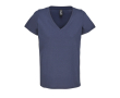 Dames T-shirt van halfgekamd katoen met V-hals SOL'S kleur marineblauw