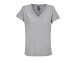 Dames T-shirt van halfgekamd katoen met V-hals SOL'S kleur gemarmerd grijs