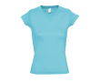 Dames T-shirts met v-hals gemaakt van 100% katoen 150 g/m2 SOL'S Moon kleur pastel blauw