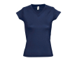 Dames T-shirts met v-hals gemaakt van 100% katoen 150 g/m2 SOL'S Moon kleur marineblauw