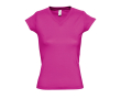 Dames T-shirts met v-hals gemaakt van 100% katoen 150 g/m2 SOL'S Moon kleur fuchsia