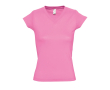 Dames T-shirts met v-hals gemaakt van 100% katoen 150 g/m2 SOL'S Moon kleur rose paztel