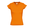Dames T-shirts met v-hals gemaakt van 100% katoen 150 g/m² SOL'S Moon kleur oranje