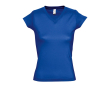 Dames T-shirts met v-hals gemaakt van 100% katoen 150 g/m2 SOL'S Moon kleur koningsblauw