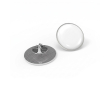 Ronde metalen pin met bolle afwerking en veilige sluiting kleur zilver