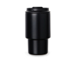 Take-away mok van gerecycled staal met openklapbaar deksel 350 ml kleur zwart