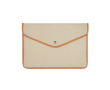 Laptophoes van gerecycled canvas met gekleurde randen 16 inch kleur beige