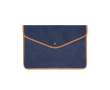 Laptophoes van gerecycled canvas met gekleurde randen 16 inch kleur marineblauw