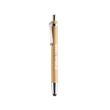 Bamboe touch pen om te bedrukken met blauwe inkt