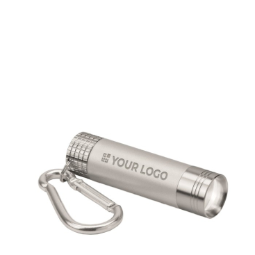 Zaklamp met karabijnhaak en verlicht logo