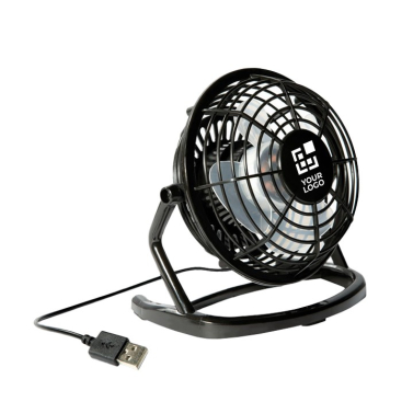 Design USB-ventilator voor reclame kleur zwart