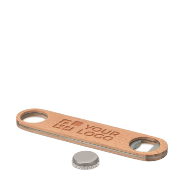 Houten flesopener bedrukt met logo kleur hout