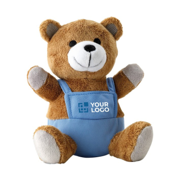 Knuffelbeertje met bedrijfslogo kleur blauw