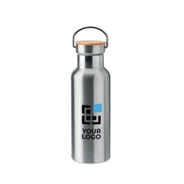 RVS flessen met bamboe deksel en handvat 500 ml 