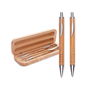 Ecologische schrijfset met balpen en houten potlood