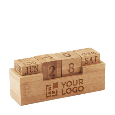 Houten bureaukalender met logo kleur hout