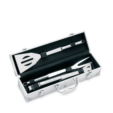 Aluminium koffer met BBQ-accessoires weergave met jouw bedrukking