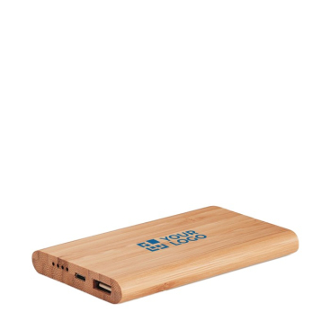 Te bedrukken powerbank van bamboe, 4000mAh kleur hout