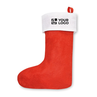 Kerstsok voor cadeautjes weergave met jouw bedrukking