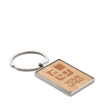 Promotionele rechthoekige bamboe sleutelhanger kleur hout