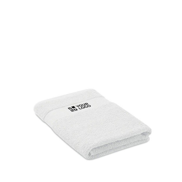 Organische, bedrukte handdoek met logo weergave met jouw bedrukking
