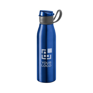 Aluminium drinkfles met logo heeft een handige klikdop 650 ml 