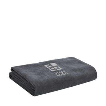 Microfiber strandhanddoek relatiegeschenk weergave met jouw bedrukking