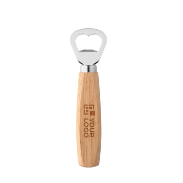 Metalen flesopener met houten handvat
