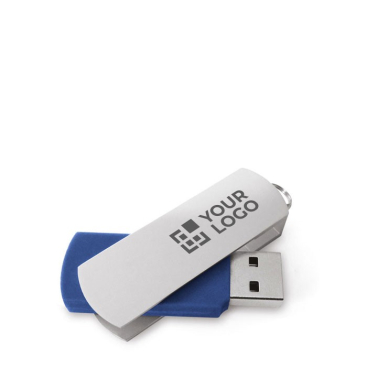 Draaibare aluminium USB-stick met rechthoekige afwerking in kleur