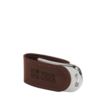 Moderne leren USB-sleutelhanger met magnetische sluiting