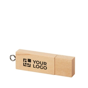 Rechthoekige houten USB 3.0 stick, graveerbaar