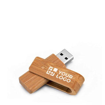 Draaibare USB-stick van donker of licht bamboehout, graveerbaar