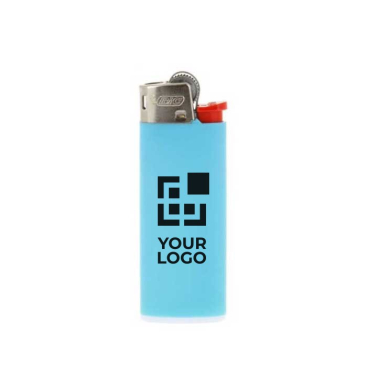 Praktische BIC® aansteker met logo kleur lichtblauw weergave met bedrukt logo