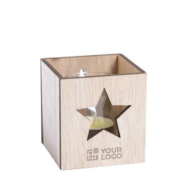Kerstgeurkaars in sterrendoosje en logo