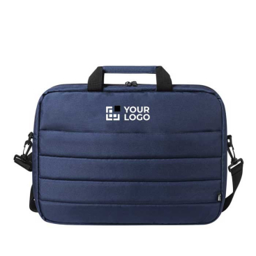 Zakelijke urban aktetas met logo 300D RPET kleur marineblauw eerste weergave