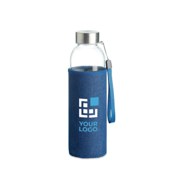 Glazen drinkfles met logo in neopreen hoesje